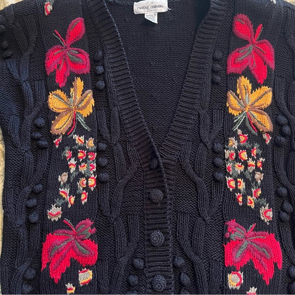 Vintage Fall autumn black cardigan knit size Medium - Picture 2 of 10